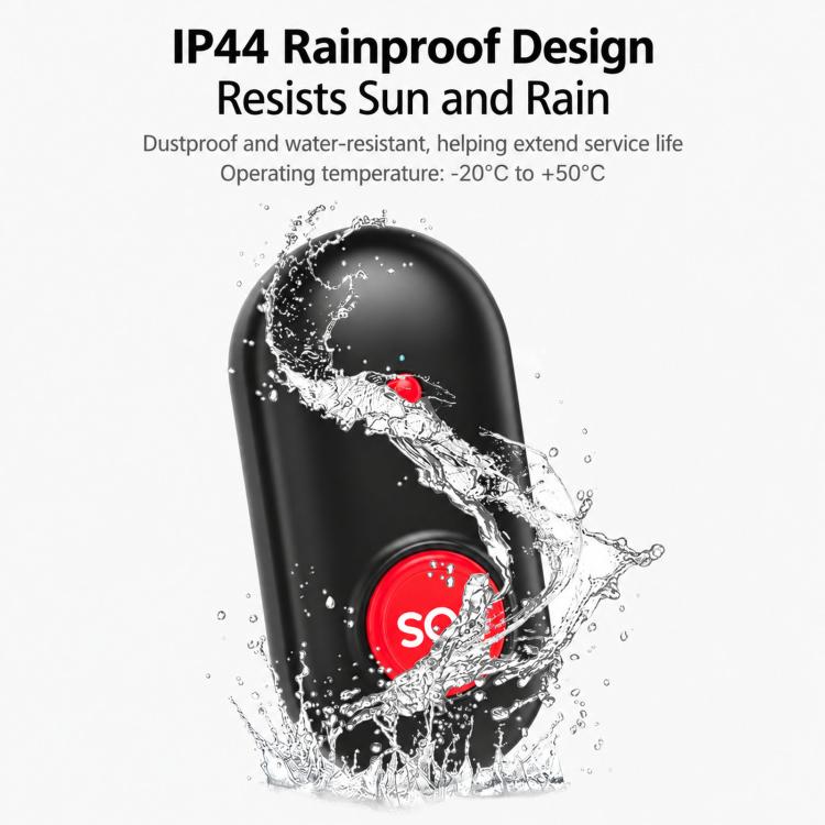Waterproof wireless doorbell pager with SOS button and splash-resistant design