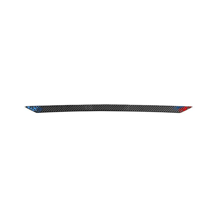 Trunk decorative car sticker strip, carbon-fiber with blue/red end accents