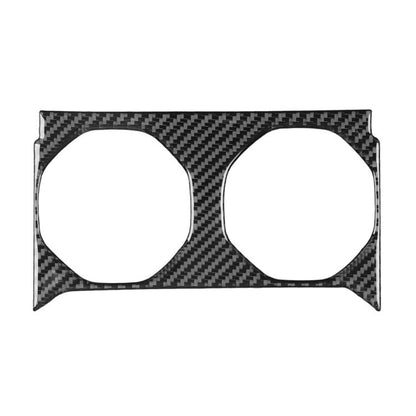 Rear hidden cup holder panel car sticker, black carbon fiber with two round openings