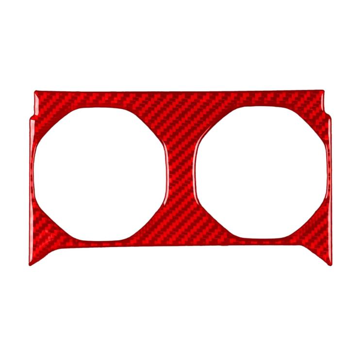 Rear hidden cup holder panel car sticker, red carbon fiber with two round openings