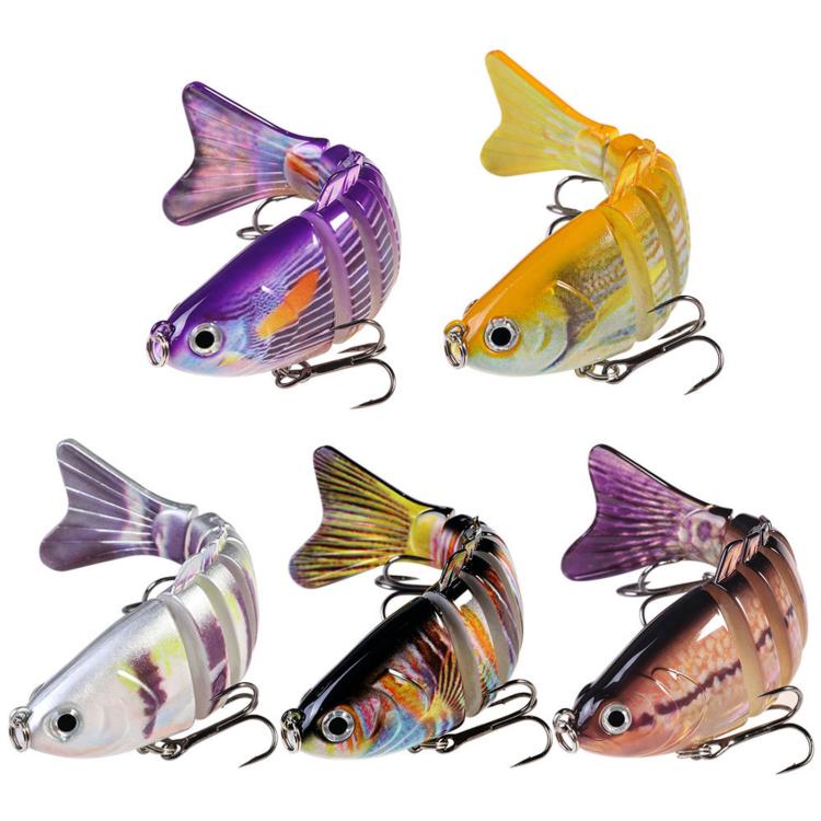 Assorted color multi-segment hard fishing swimbait lures with treble hooks