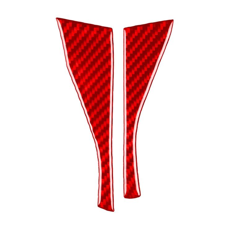 Red carbon-fiber V-shaped dashboard decorative sticker pair, two pieces with white edges