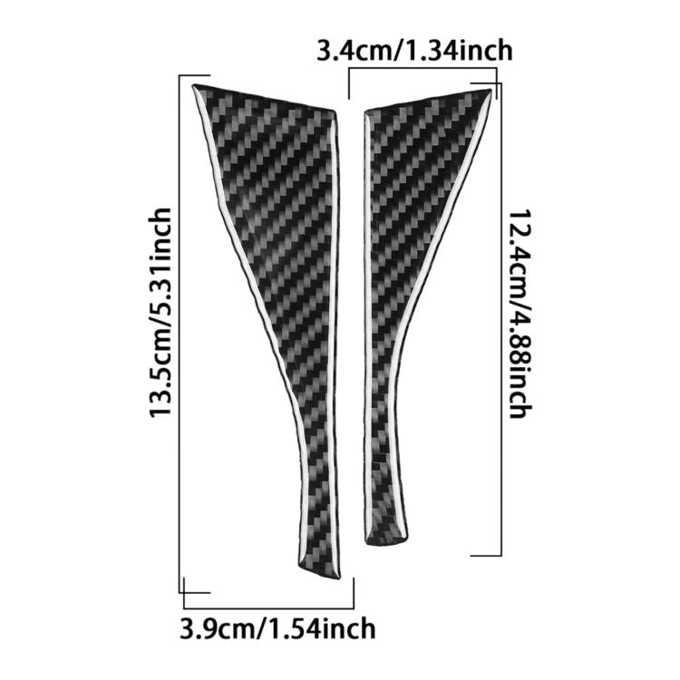 V-shaped dashboard sticker pair dimensions: 13.5cm tall, 3.4cm wide (approx.)