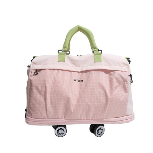 Missrr Expandable Rolling Travel Duffel Bag With Detachable Wheels Nylon Weekender Carry On Bag