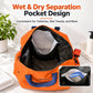 Expandable duffel bag with wet-and-dry separation pocket, orange outer shell