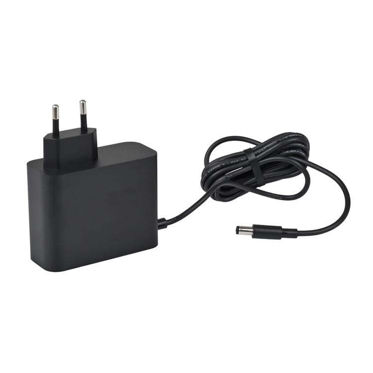 Black EU charger block with two-pin plug and DC connector cable