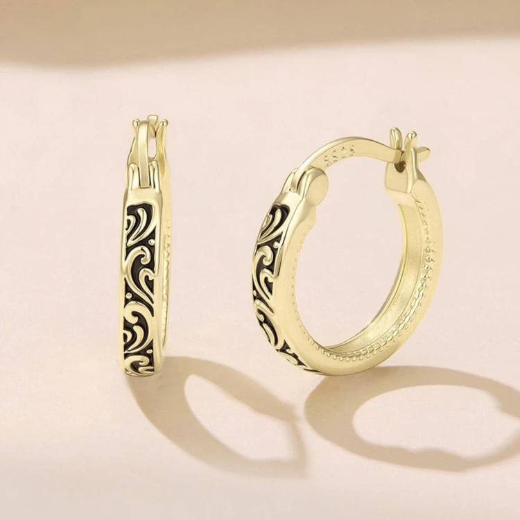 Vintage-style Patterned Brass Earring Backs With Silver Posts, YIE423-A, YIE423-B