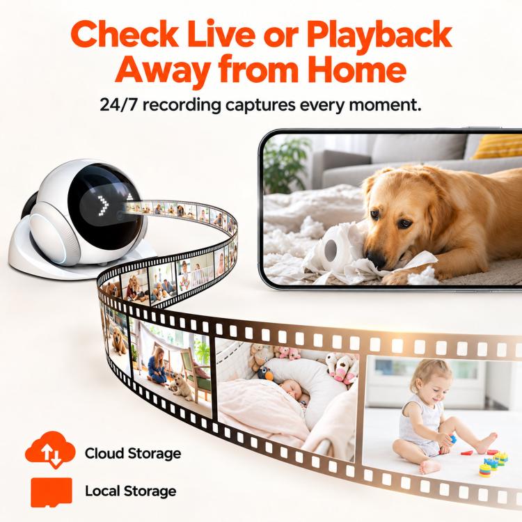 Pets Smart AI Robot Companion Camera With Remote Control, Auto Recharge & Night Vision