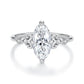 Sleek sterling silver teardrop moissanite ring with split side detail and accents