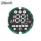 Electric scooter dashboard circuit board with 25km/h speed display, black screen, green PCB
