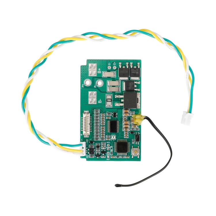 Electric scooter BMS protection PCB with soldered components and white plug