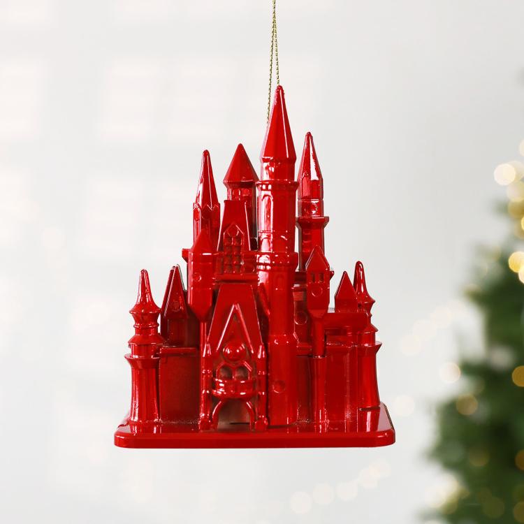3D Electroplated Castle Christmas Tree Ornaments Acrylic Fairytale Building Hanging Decor
