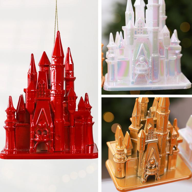 3D Electroplated Castle Christmas Tree Ornaments Acrylic Fairytale Building Hanging Decor