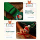 Green Christmas mini crossbody bag details: adjustable strap and plush charm