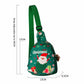 Green kids Christmas mini crossbody sling bag size diagram with adjustable strap