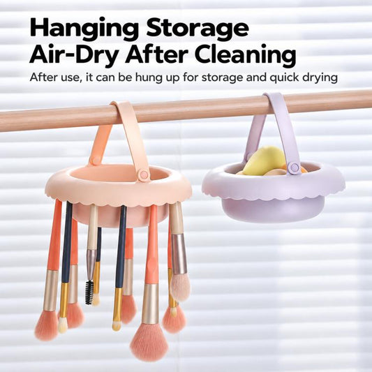 Makeup Brush Cleaner Bowl With Drying Rack Hanging Silicone Sponge Mat Storage Holder