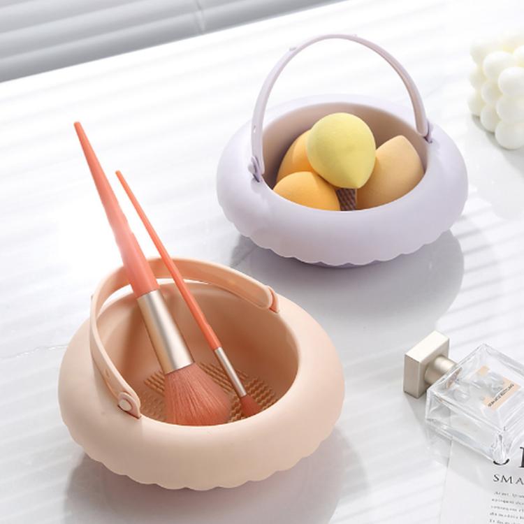 Makeup Brush Cleaner Bowl With Drying Rack Hanging Silicone Sponge Mat Storage Holder