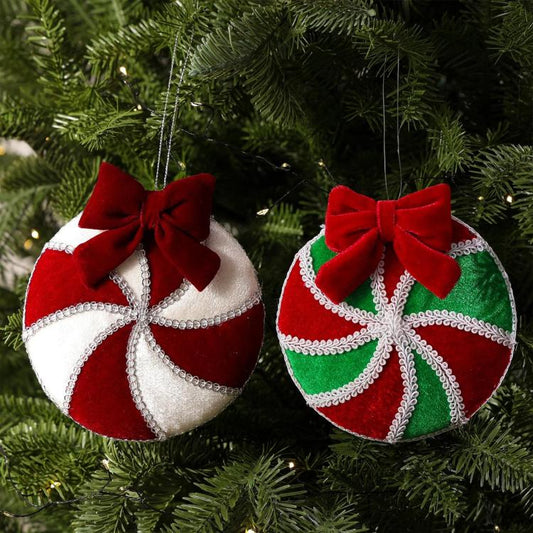 13cm Colorful Plush Lollipop Bow Christmas Hanging Ornament