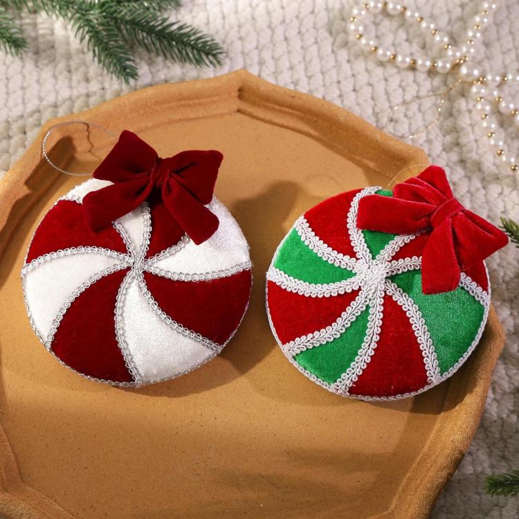 13cm Colorful Plush Lollipop Bow Christmas Hanging Ornament