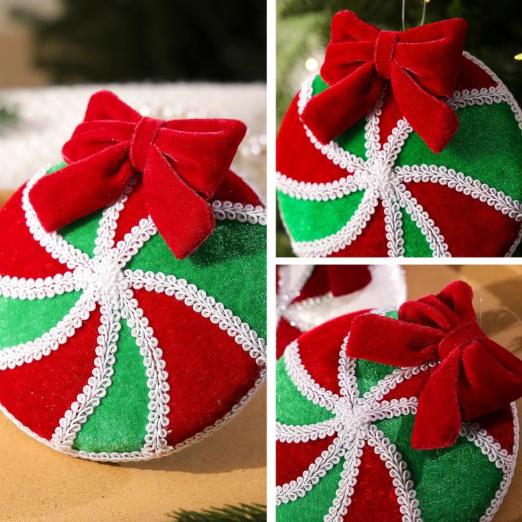 13cm Colorful Plush Lollipop Bow Christmas Hanging Ornament