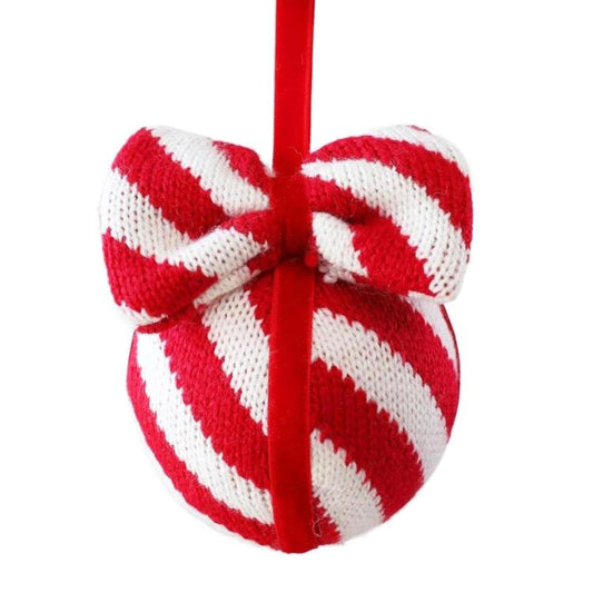 Striped Knitted Bow Christmas Ornament DIY Party Decoration