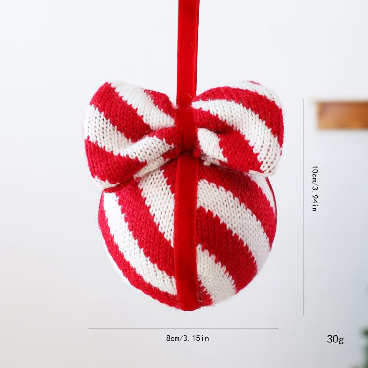 Striped Knitted Bow Christmas Ornament DIY Party Decoration
