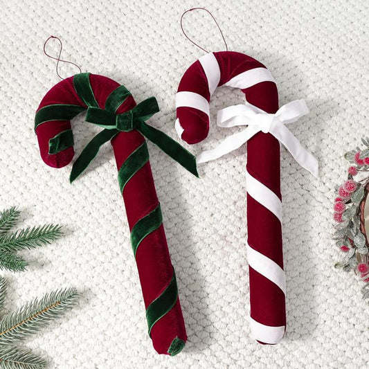 Velvet Candy Cane Christmas Tree Ornament
