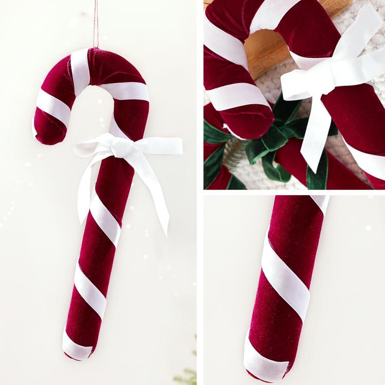 Velvet Candy Cane Christmas Tree Ornament