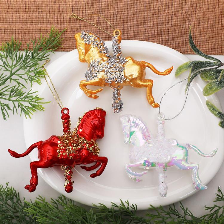 Painted Rocking Horse Christmas Tree Hanging DIY Ornament