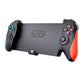 Black controller back view with button layout and orange textured grips