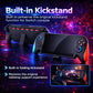 Black controller with built-in folding kickstand and orange textured grip