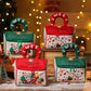 Assorted Christmas treat tote bags with plush handles, red and green