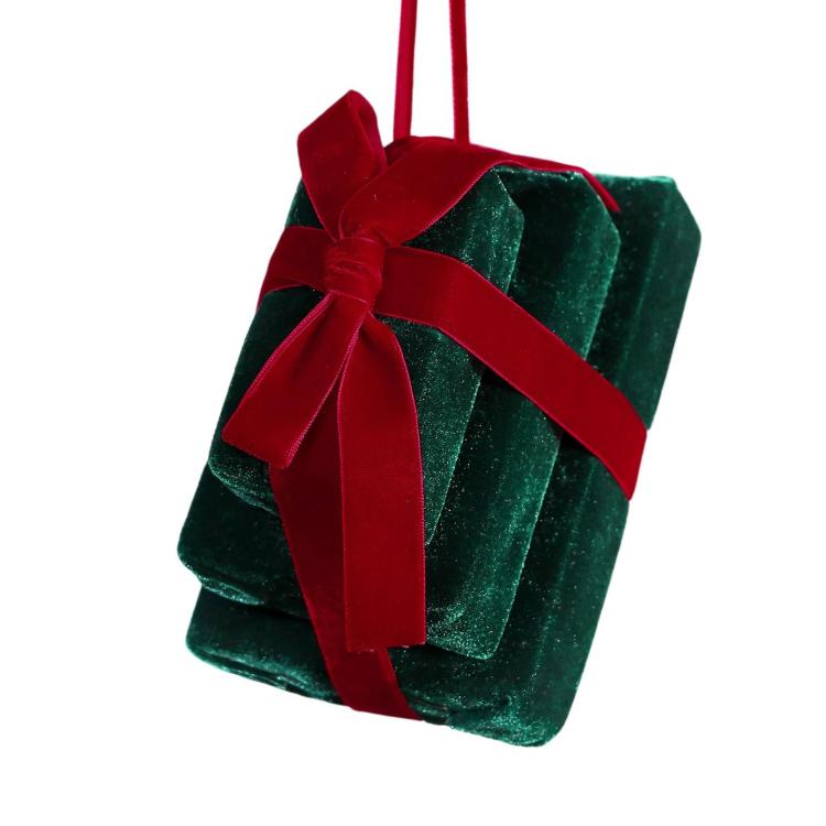 DIY Velvet Bow Gift Box Christmas Hanging Ornament