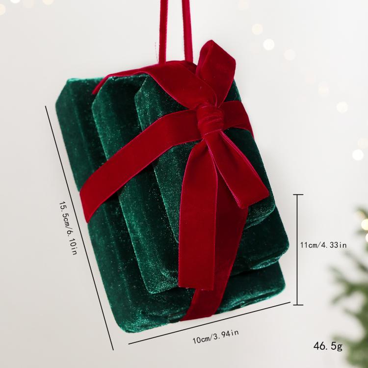 DIY Velvet Bow Gift Box Christmas Hanging Ornament
