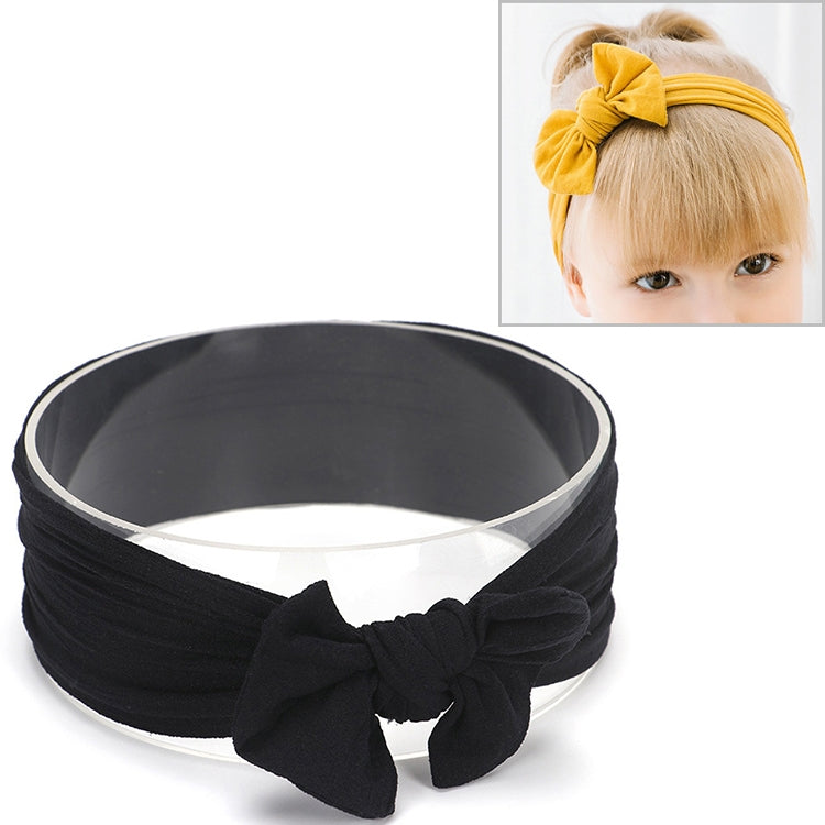 Infant hair bow headband in black with wide band and front bow