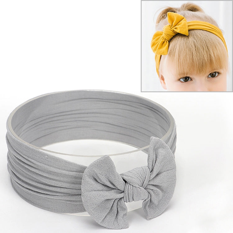 Infant hair bow headband in gray with oversized front bow
