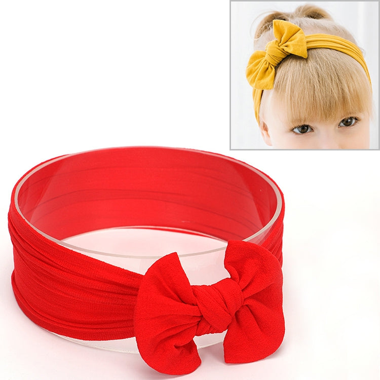 Red infant bowknot headband with wide fabric band and big knotted bow detail