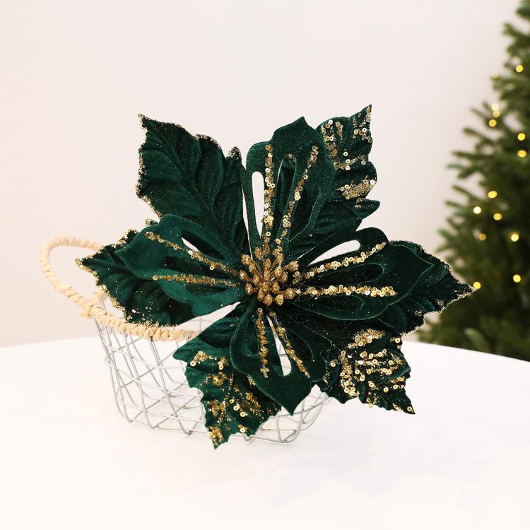 Velvet Artificial Christmas Flower Decorations DIY Christmas Tree Branch Arrangement Props