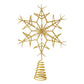 Gold wire snowflake topper with faux pearl beads and coiled wire spring base.