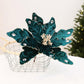 Artificial Flower Christmas Tree Ornament Festive Rhinestone-Embellished Flower Head Decorative Hanging Ornament