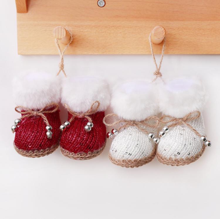 Knitted Fleece Boots Christmas Tree Ornaments Christmas Decorations