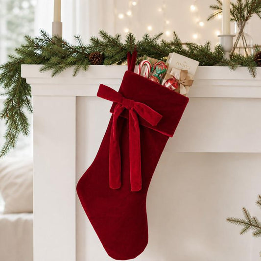 Velvet Christmas Stocking Large Plush Holiday Hanging Stocking for Fireplace Mantel Christmas Tree Decor