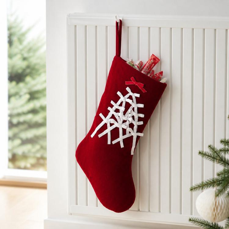 Velvet Christmas Stocking Large Plush Holiday Hanging Stocking for Fireplace Mantel Christmas Tree Decor