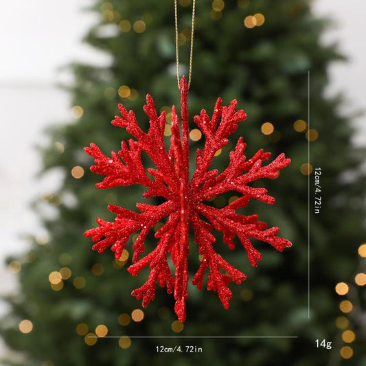 3D 4.72 Inch Glitter Snowflake Christmas Ornament Shatterproof Hanging Tree Decoration