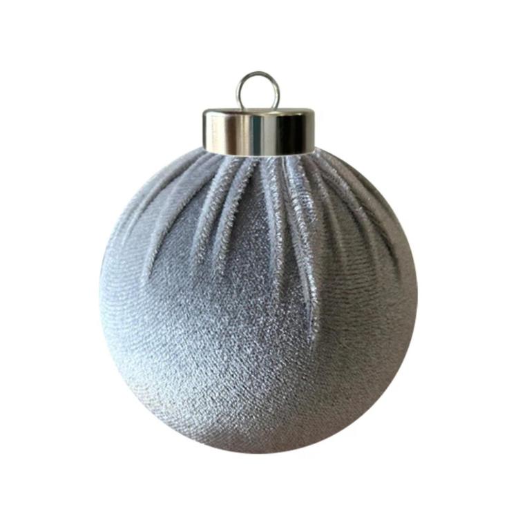 Fabric-Covered Ball Christmas Ornaments Decorations, 6cm, 8cm