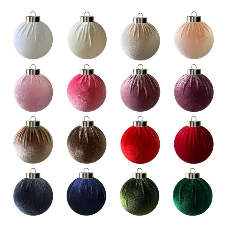 Fabric-Covered Ball Christmas Ornaments Decorations, 6cm, 8cm