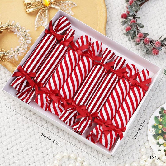 8 PCS/Pack 8.2 Inch Velvet Fabric Christmas Candy Ornaments Set Plush Candy Hanging Tree Decor