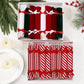 Two-pack plush candy ornaments: green-and-red velvet rolls and red-and-white striped rolls