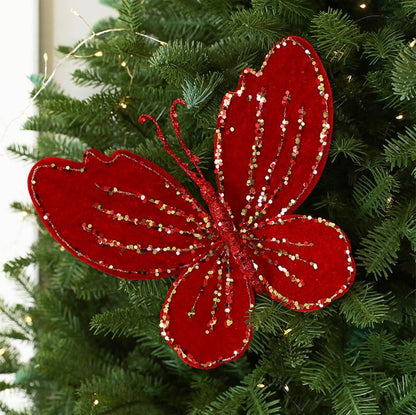 Hand-Painted Velvet Butterfly Christmas Tree Ornament Christmas Decoration Prop