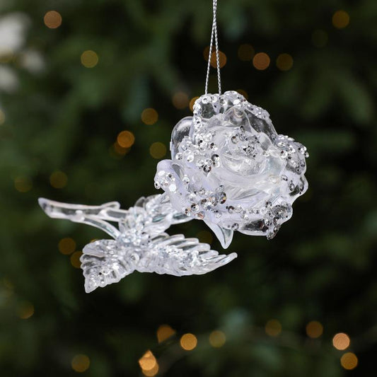 Acrylic Hand-Painted Rose Clear PC Christmas Tree Ornament DIY Christmas Decoration